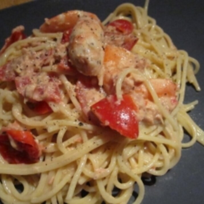 プチトマトと海老のマヨ風味★冷製スパゲッティ